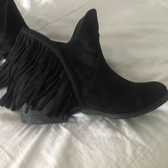 Black Fringe Booties RePosh - Picture 2 of 6